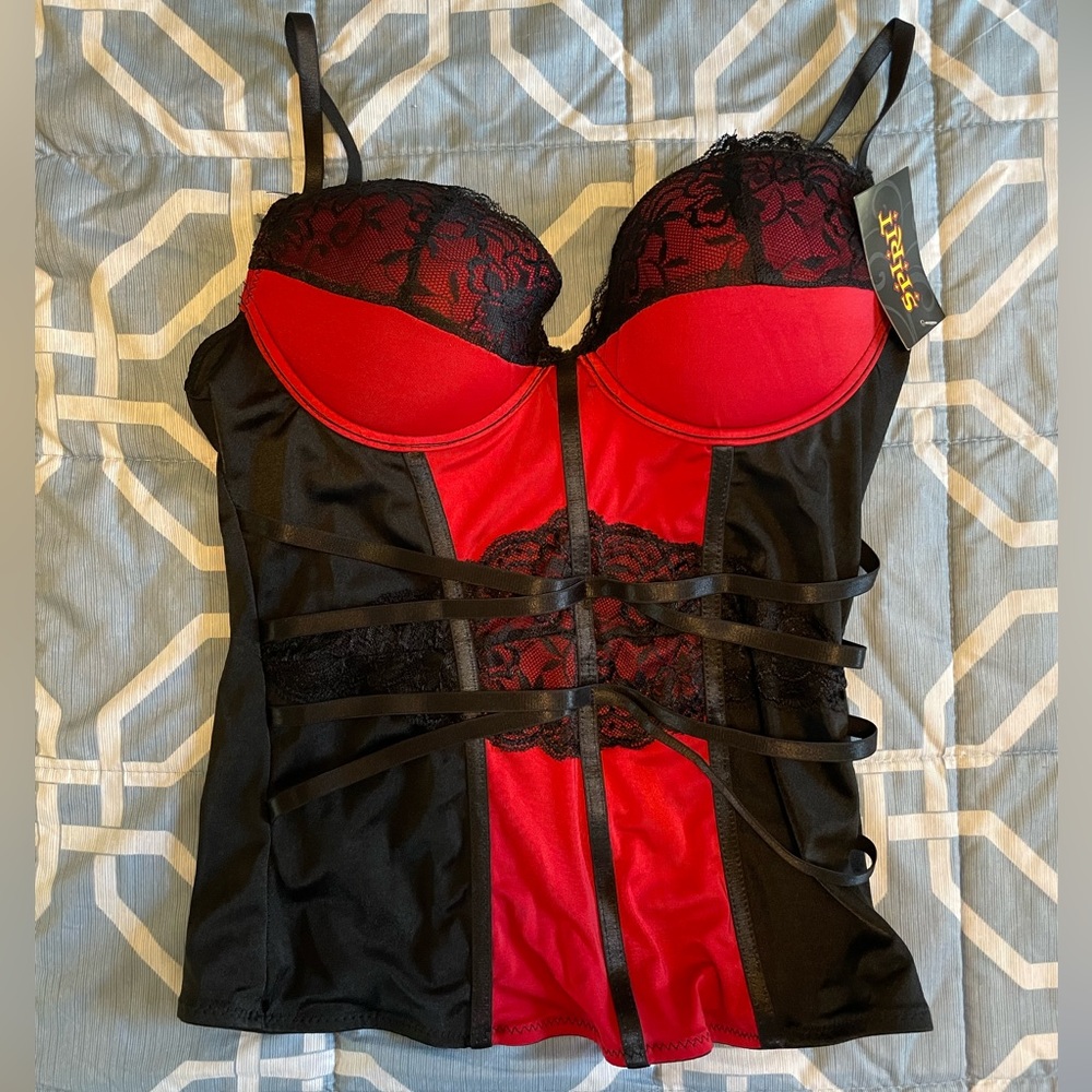 Brand new red/black corset top.